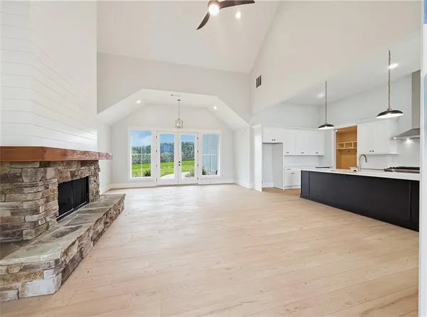 a view of a room with racks on the wall