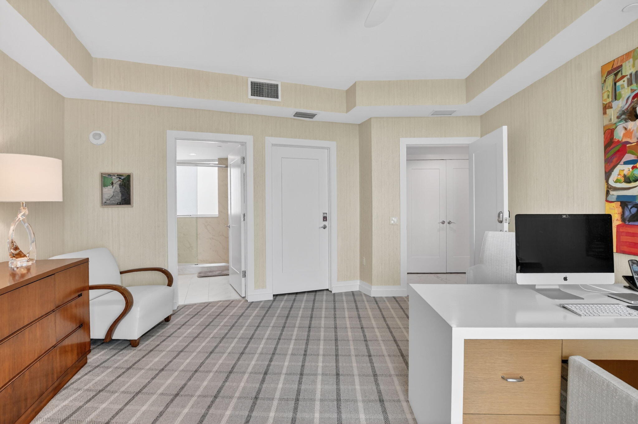 20155 Boca W Drive, Unit B701 Boca Raton, FL 33434 - Photo 32 of 78 a view of a workspace with furniture and wooden floor