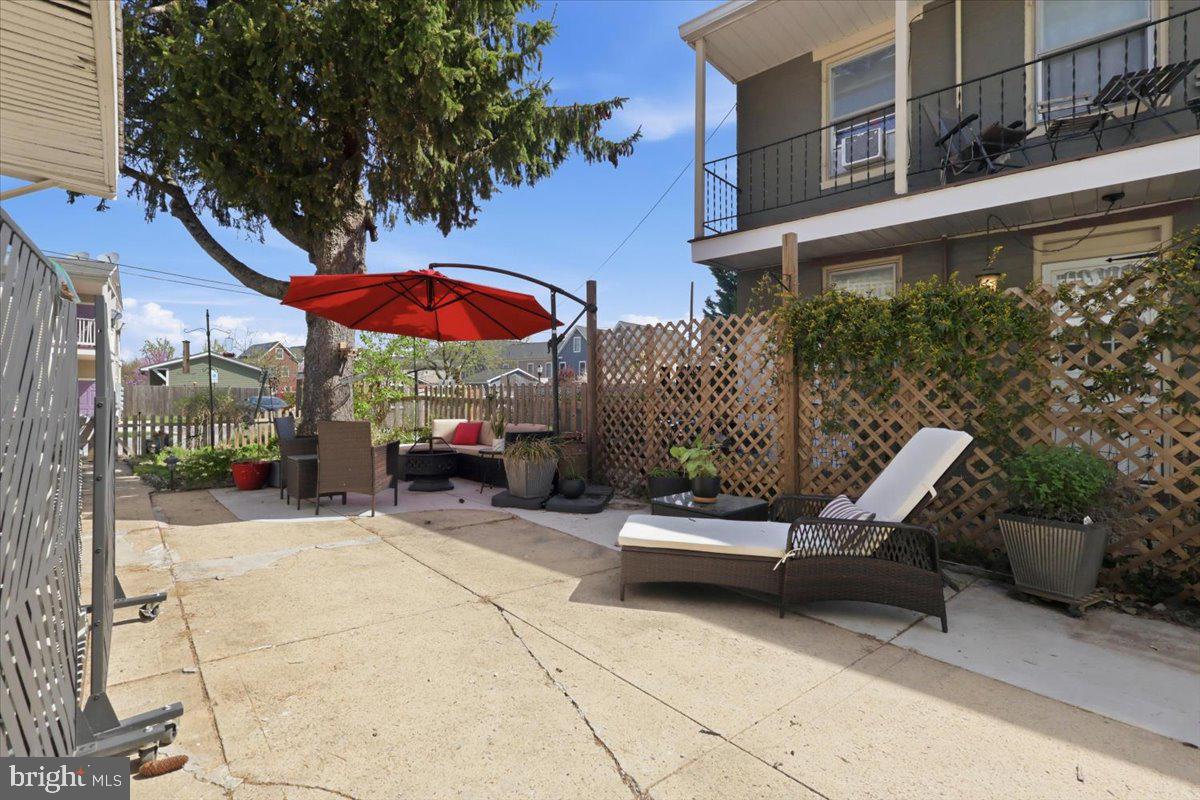 123 West 5th Street Frederick, MD 21701 - Photo 30 of 44 a view of a patio with a table and chairs under an umbrella