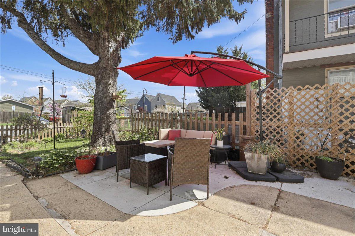123 West 5th Street Frederick, MD 21701 - Photo 31 of 44 a view of a patio with a table and chairs under an umbrella