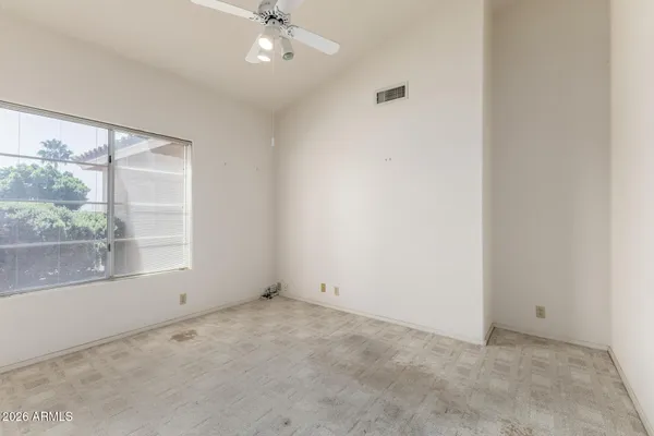 an empty room with a window