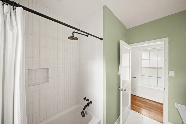 a bathroom with a shower