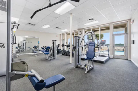 a view of a room with gym equipment