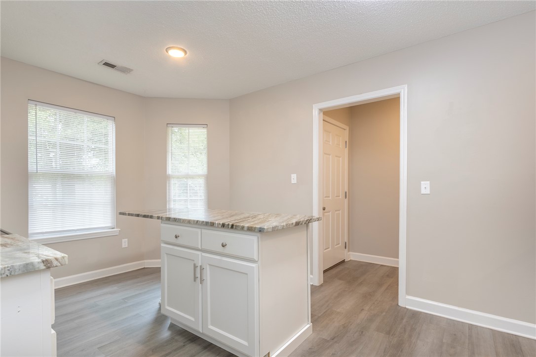 2509 Rolling Green Road Anderson, SC 29621 - Photo 4 of 28 A well-lit kitchen area features a stylish island with ample storage, complemented by stone countertops.