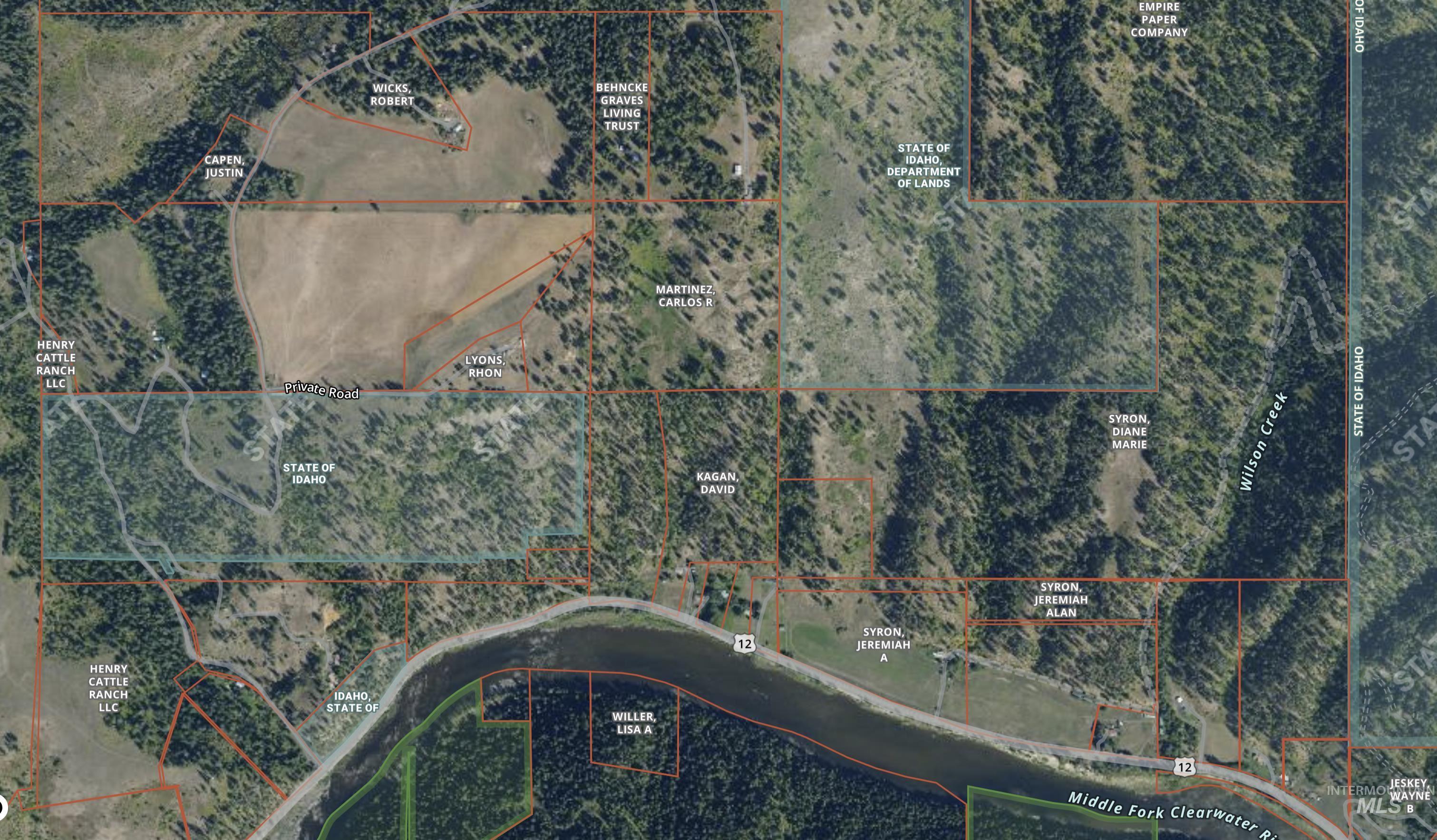 Tbd Suttler Creek Road Kooskia, ID 83539 - Photo 16 of 17 Aerial view of property's location featuring property parcel outlined