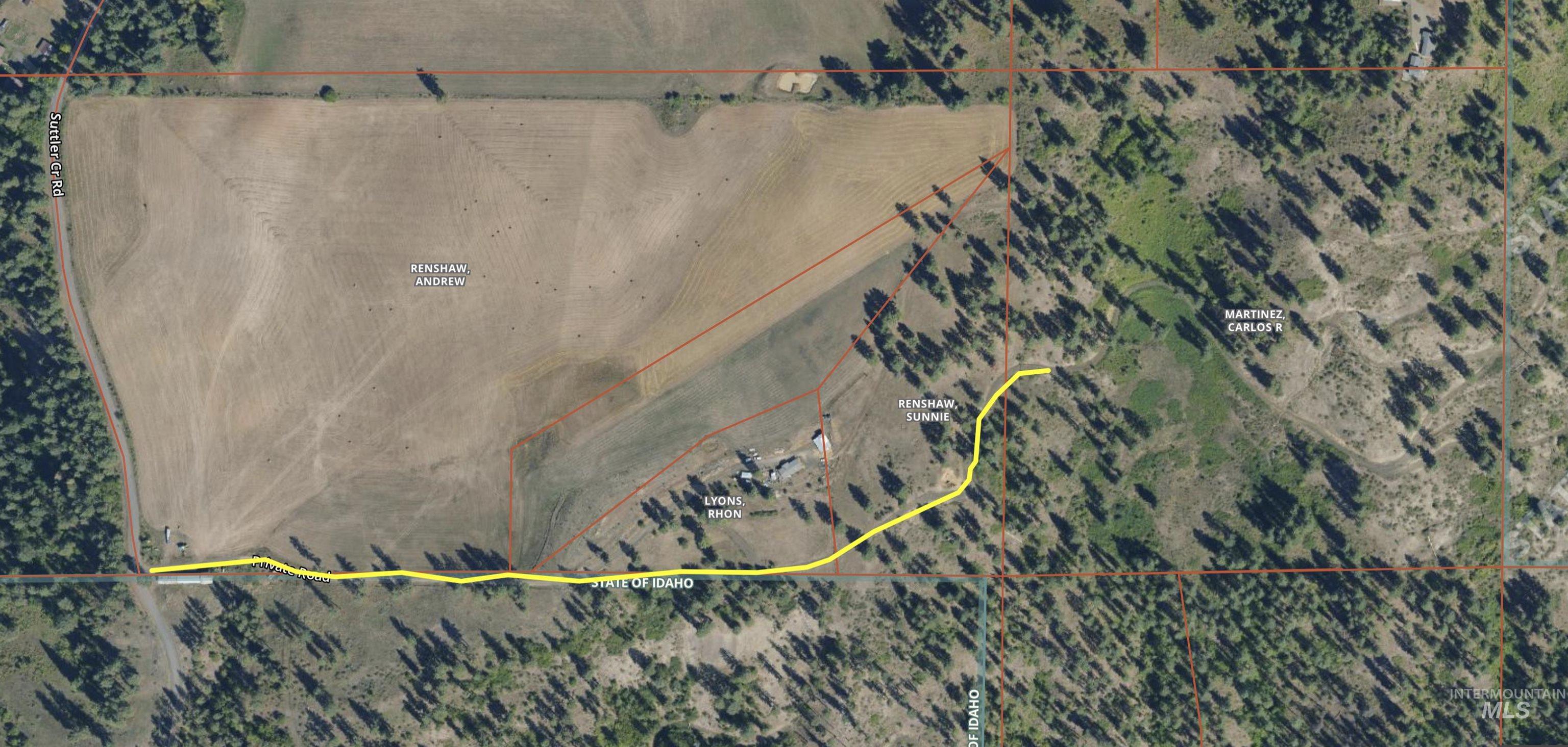 Tbd Suttler Creek Road Kooskia, ID 83539 - Photo 17 of 17 Aerial map of property and surrounding area featuring property parcel outlined