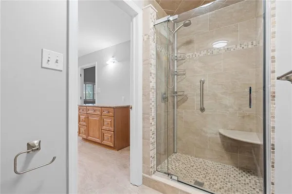 a bathroom with a shower