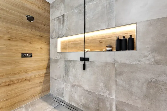 a bathroom with a shower