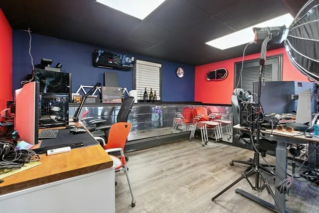 a room with musical instruments