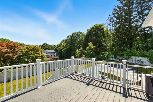 a view of a wooden roof deck