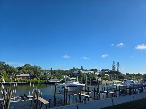 a view of a lake with a city view