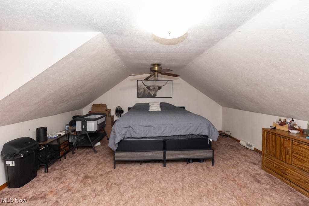 1085 Novak Road Grafton, OH 44044 - Photo 30 of 41 Bedroom with a textured ceiling, light carpet, and vaulted ceiling