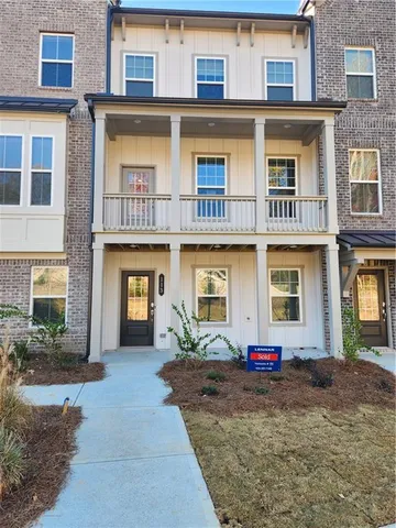 a front view of multiple houses