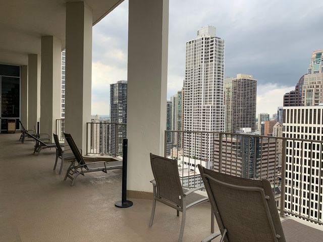 a view of a building with a street