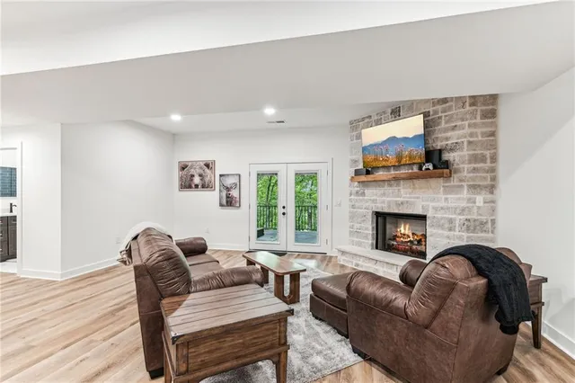 a view of a mountain with a outdoor space