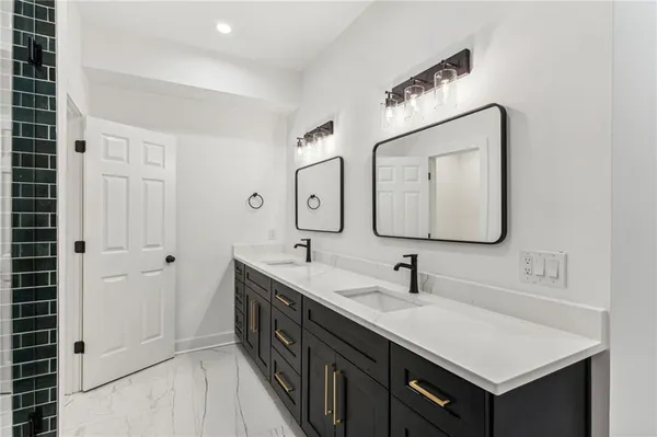 a view of a swimming pool with mountain