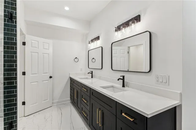 a view of a swimming pool with mountain