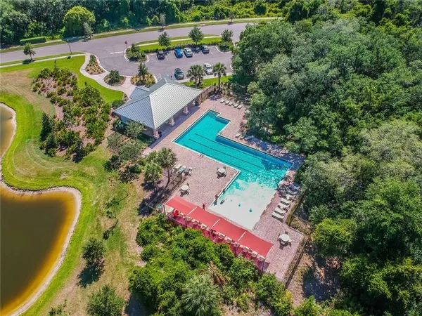 an aerial view of a house