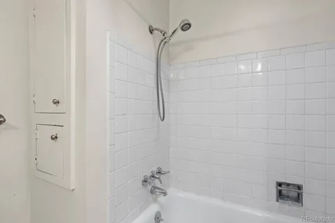 a bathroom with a bathtub