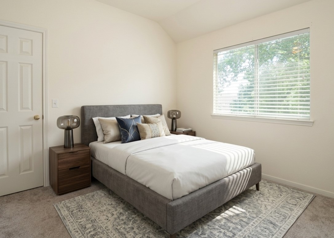 19802 Shavon Springs Drive Spring, TX 77388 - Photo 21 of 30 Tranquil bedroom featuring abundant natural light, plush carpeting, and modern furnishings—perfect for relaxation. Virtually staged