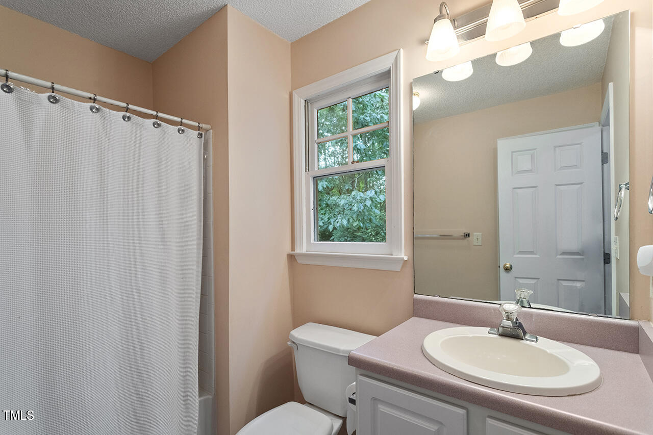 2108 Cedarbluff Court Raleigh, NC 27615 - Photo 21 of 38 a bathroom with a sink a mirror and a toilet