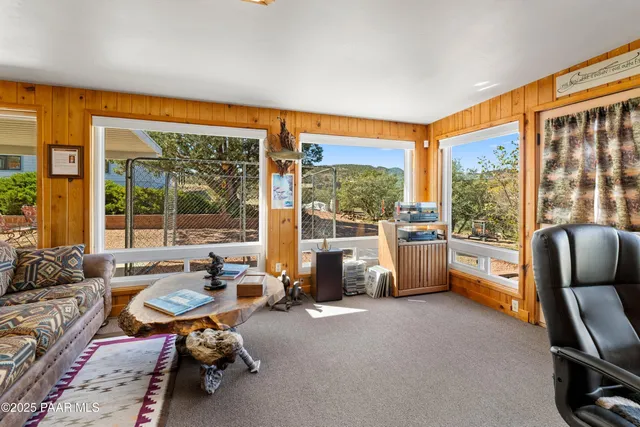 a view of a garden with a fountain