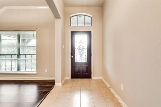 a view of an entryway with a window