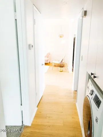a view of a room with washer and dryer