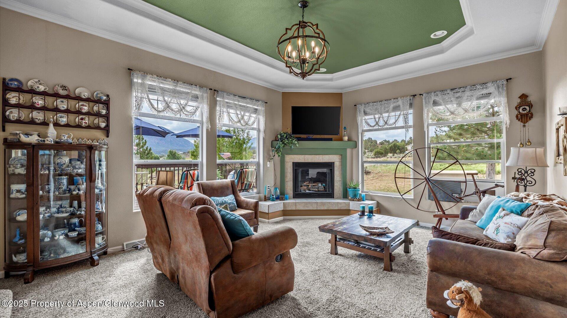 40380 D Road Crawford, CO 81415 - Photo 22 of 52 a living room with furniture a fireplace and a flat screen tv