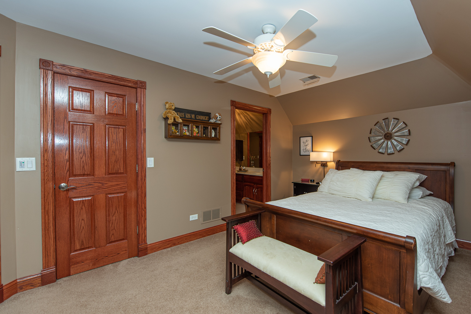 19657 West Sharp Road Elwood, IL 60421 - Photo 18 of 64 a bedroom with a bed and a chandelier