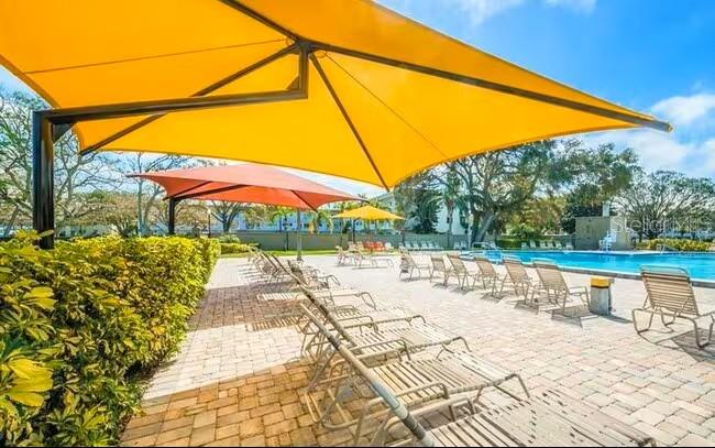 2451 Canadian Way, Unit 59 Clearwater, FL 33763 - Photo 41 of 58 a view of backyard with swimming pool and outdoor seating