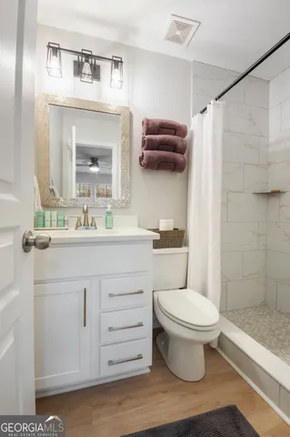 a bathroom with a shower
