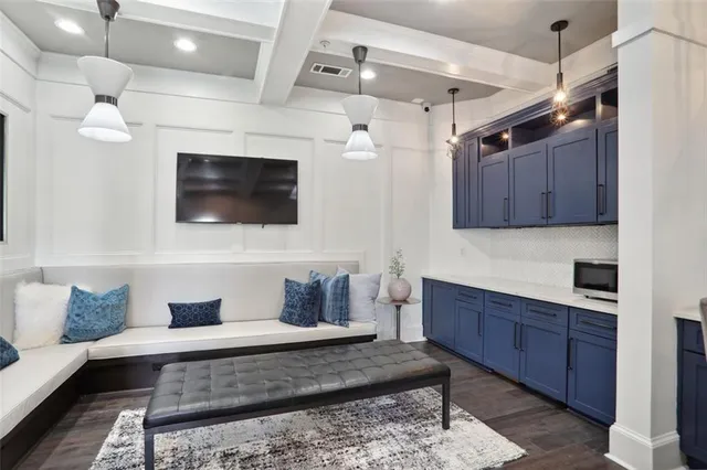 a view of a room with rack on the wall