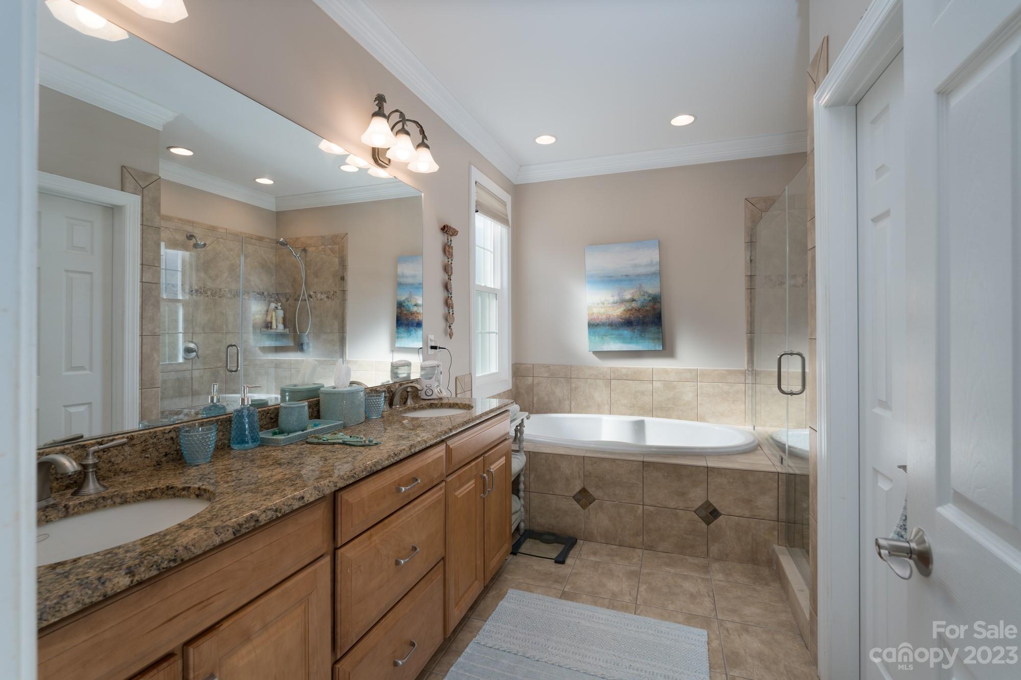 5896 Morning Star Road Lake Wylie, SC 29710 - Photo 23 of 40 a bathroom with a granite countertop sink mirror and double