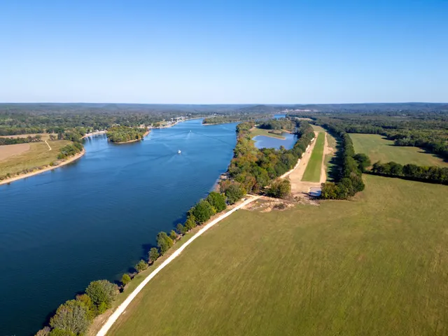 an aerial view of a ocean beach