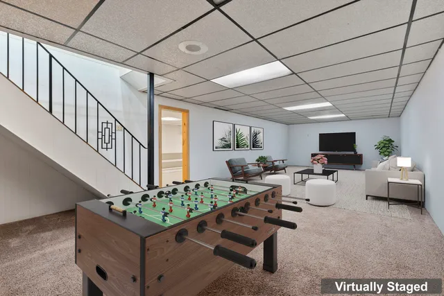 a living room with furniture