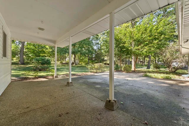 a tree in front of a white house