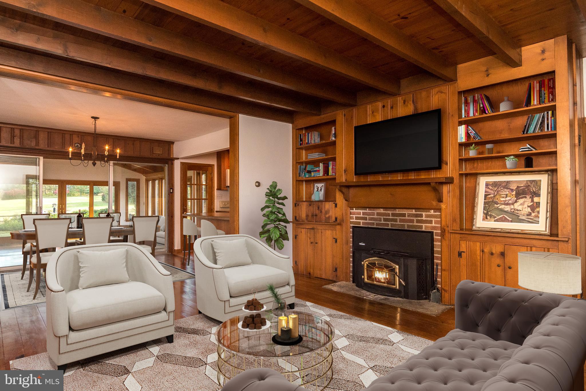 1639 Spencer Road Warminster, PA 18974 - Photo 6 of 50 Living Room with Wood burning Stove, beam ceilings