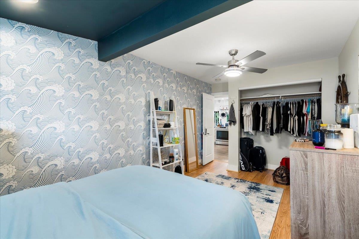 2861 Liholani Street Makawao, HI 96768 - Photo 24 of 42 a bedroom with a bed and a walk in closet