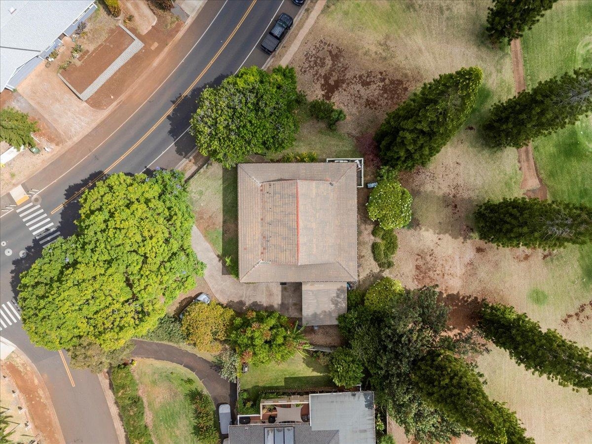 2861 Liholani Street Makawao, HI 96768 - Photo 26 of 42 an aerial view of a house with a yard and a garden