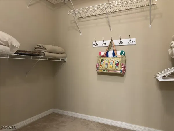 a view of a room with racks on the wall