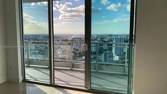 a view of a glass door