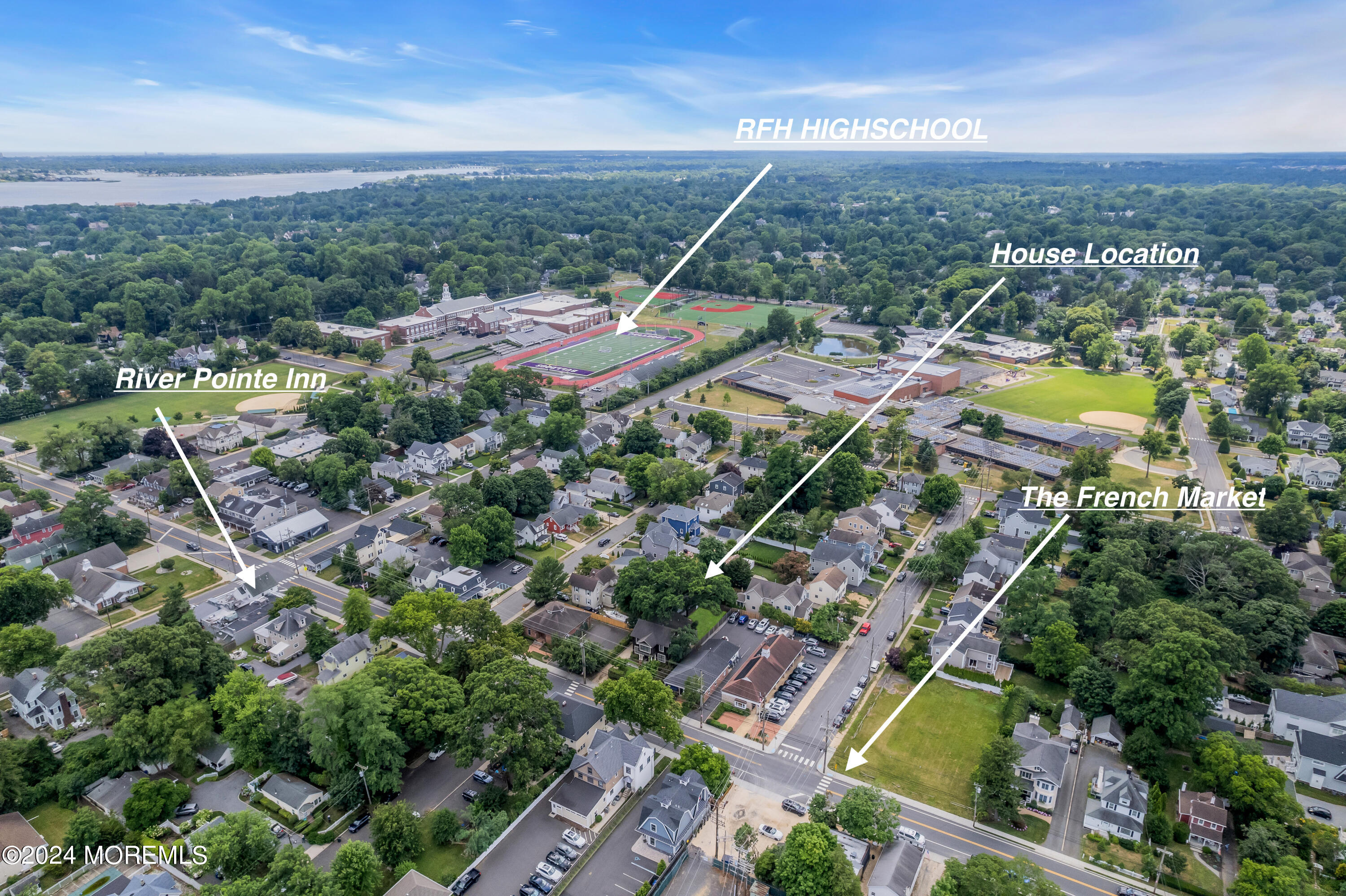 95 River Road Rumson, NJ 07760 - Photo 5 of 19 an aerial view of residential house with outdoor space and city view