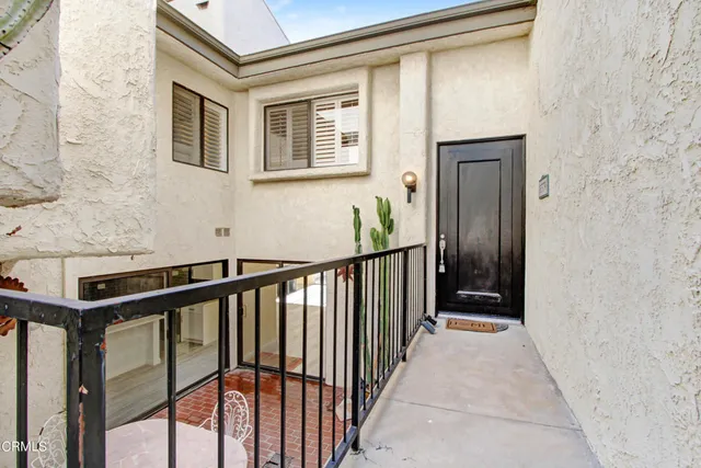 a view of wooden balcony
