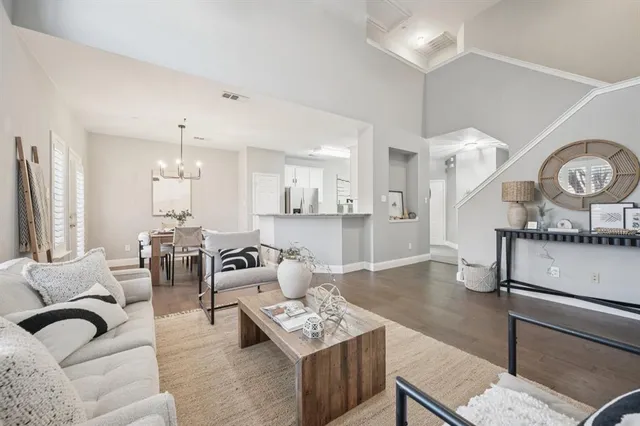 a living room with furniture