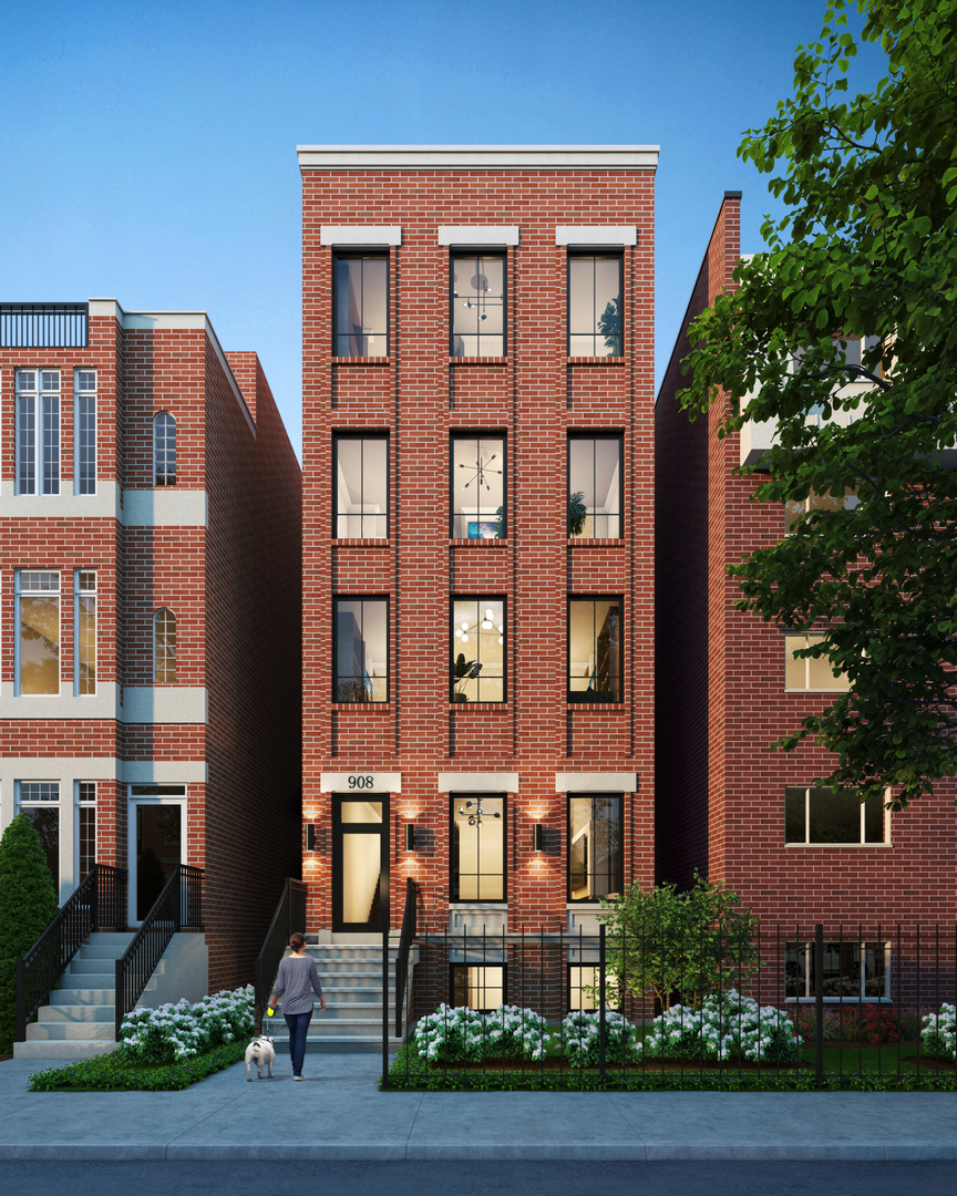 a front view of a multi story building