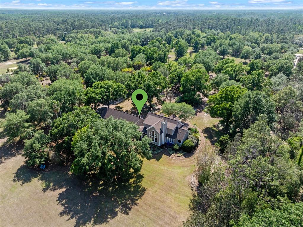 6037 Lake Erie Road Groveland, FL 34736 - Photo 59 of 67 an aerial view of residential house with outdoor space and trees all around