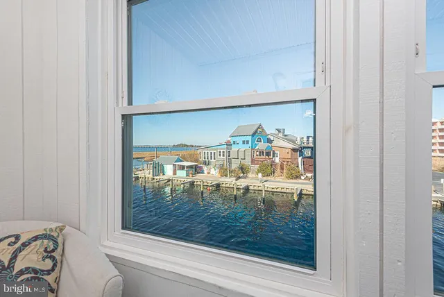 a view of swimming pool from a window