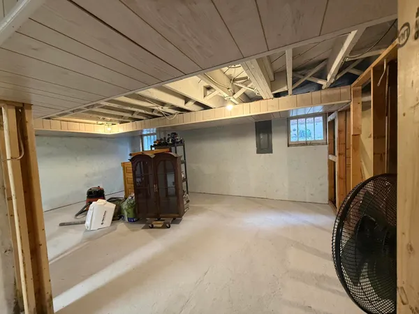 a view of balcony with wooden floor