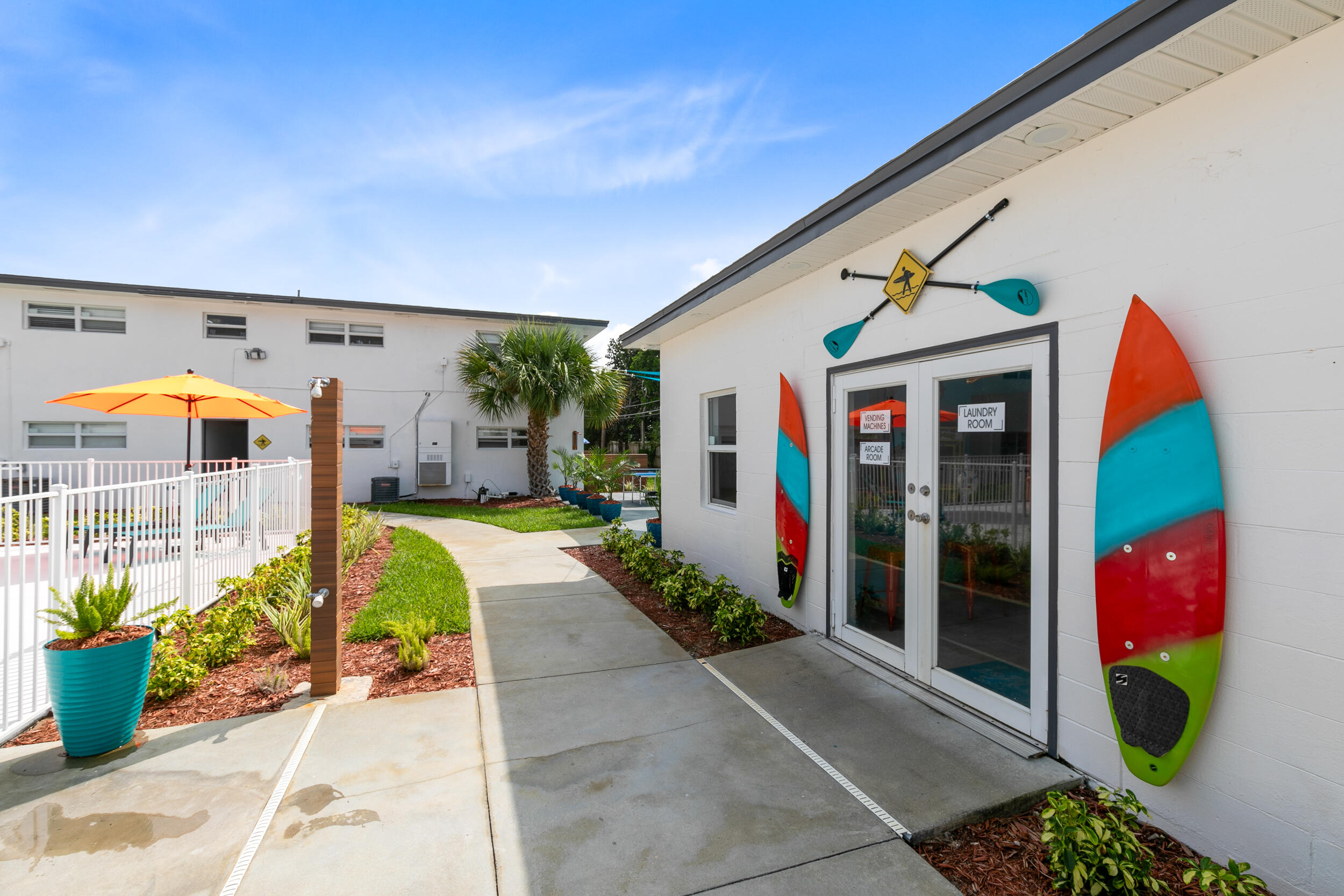 1029 Park Drive, Unit 32 Indian Harbour Beach, FL 32937 - Photo 35 of 35 a view of swimming pool with potted plants